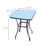 OUTSUNNY Table carrée bistro de jardin dim. 68L x 68l x 84H cm métal époxy gris plateau verre trempé granité