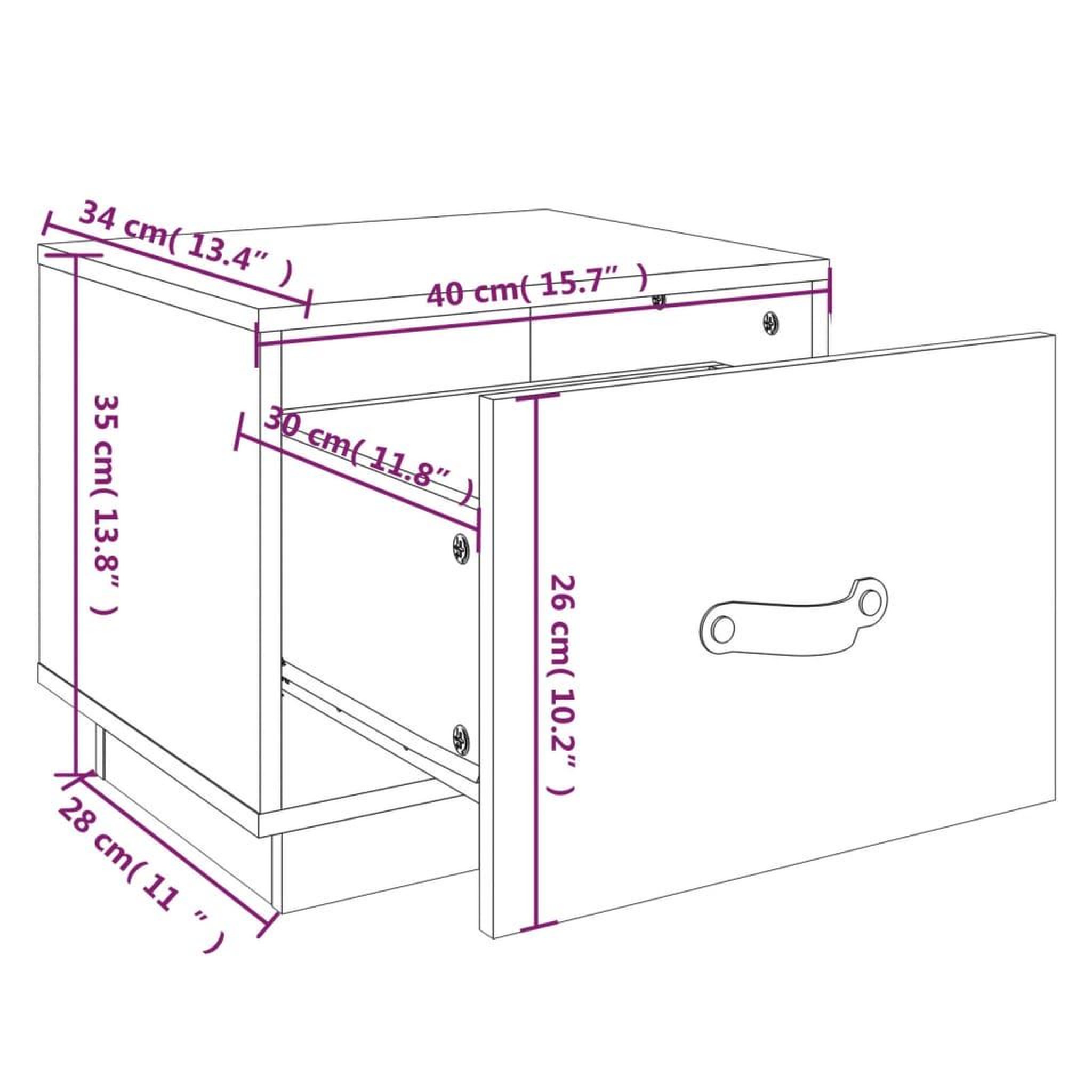 Voir la diapositive 6 : VIDAXL Table de chevet Gris 40x34x35 cm Bois de pin solide