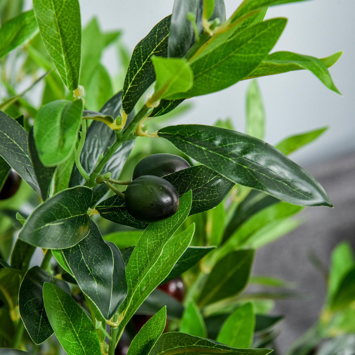 OUTSUNNY Outsunny Arbre artificiel olivier plante artificiel hauteur 1,2 m tronc branches lichen feuilles grand réalisme pot inclus