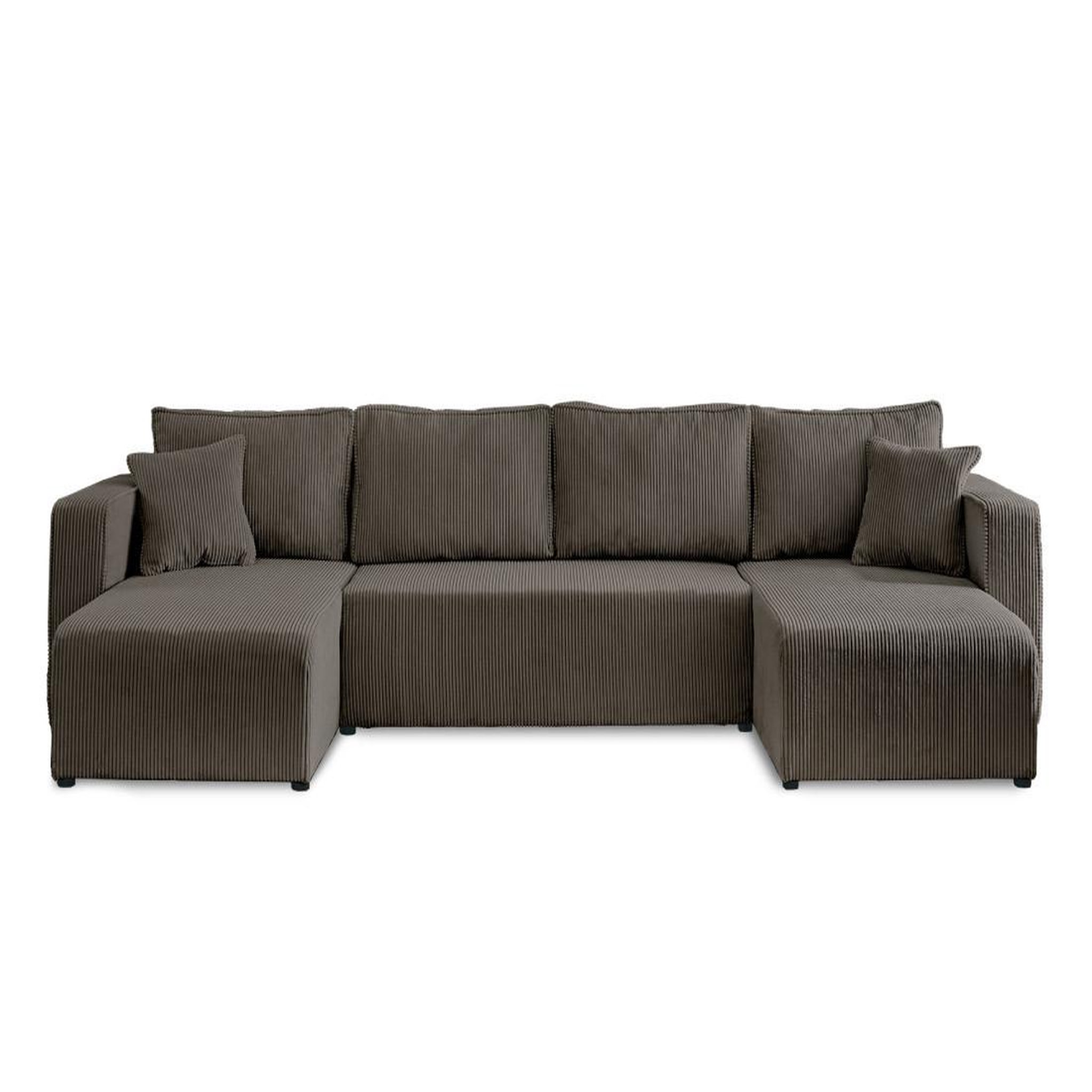 Voir la diapositive 1 : BEST MOBILIER Topaze - canapé panoramique en u - 7 places - convertible avec coffre - en velours côtelé