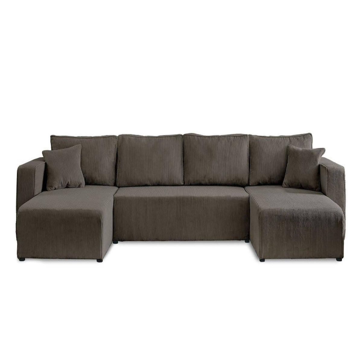 BEST MOBILIER Topaze - canapé panoramique en u - 7 places - convertible avec coffre - en velours côtelé