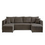 Voir la diapositive 1 : BEST MOBILIER Topaze - canapé panoramique en u - 7 places - convertible avec coffre - en velours côtelé