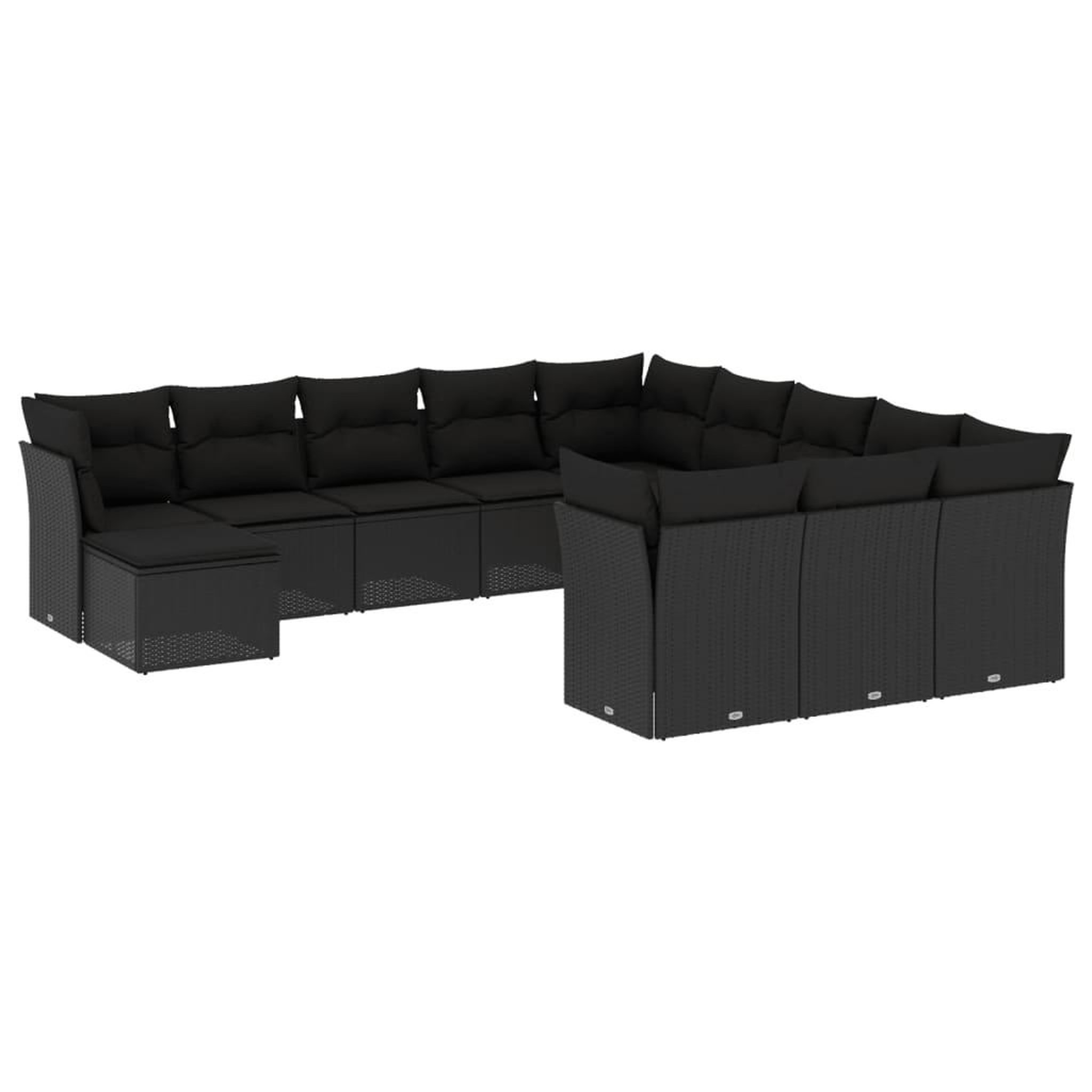 Voir la diapositive 2 : VIDAXL Salon de jardin 12 pcs avec coussins noir resine tressee