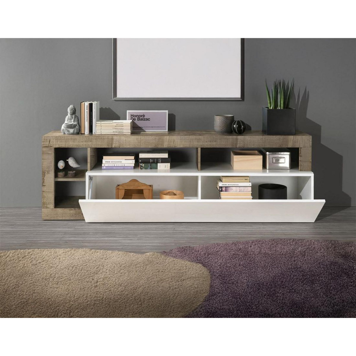 BEST MOBILIER Lou - meuble tv - 1 porte - 184 cm