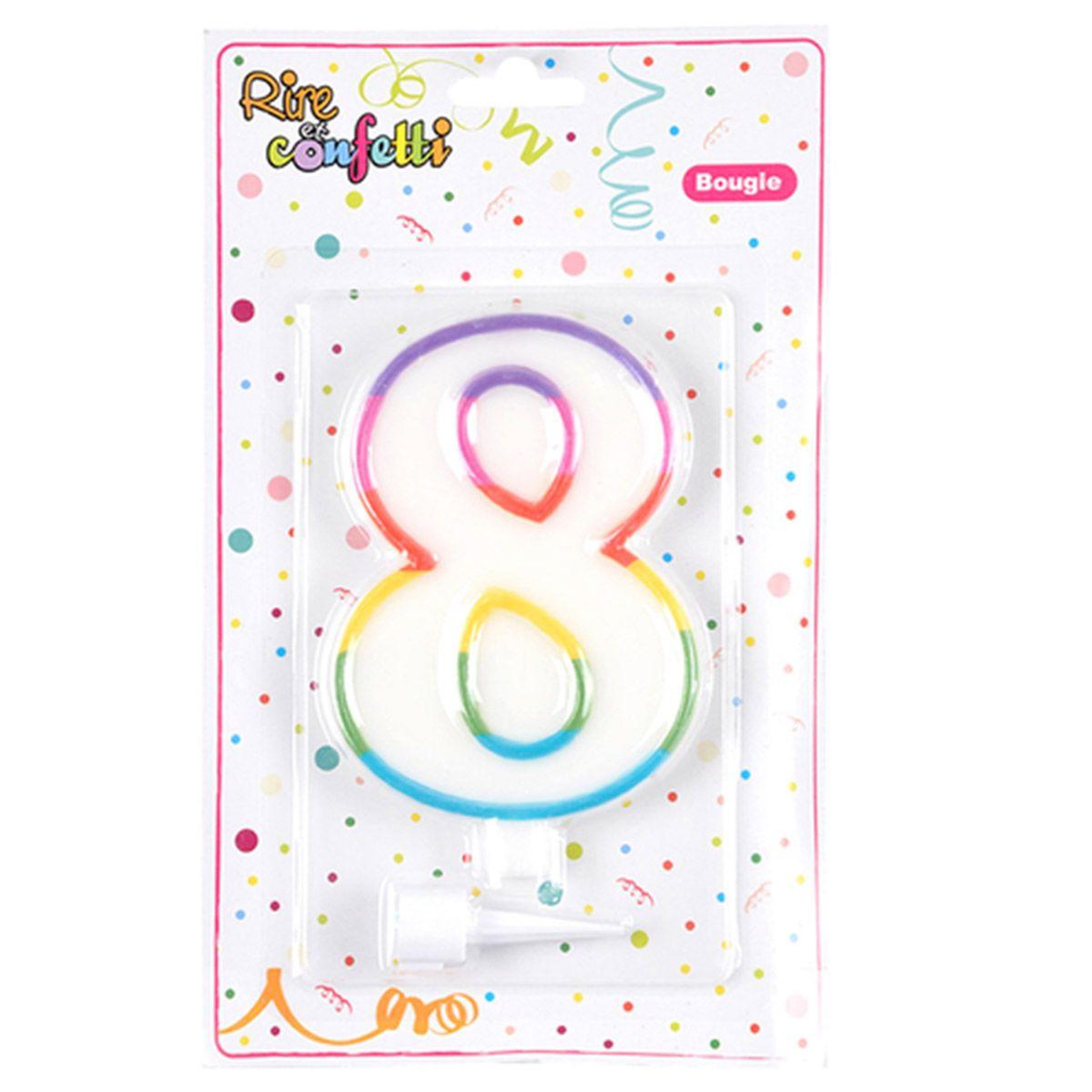 Voir la diapositive 3 : HOMEA Bougie d'Anniversaire  Chiffre 8  10cm Multicolore