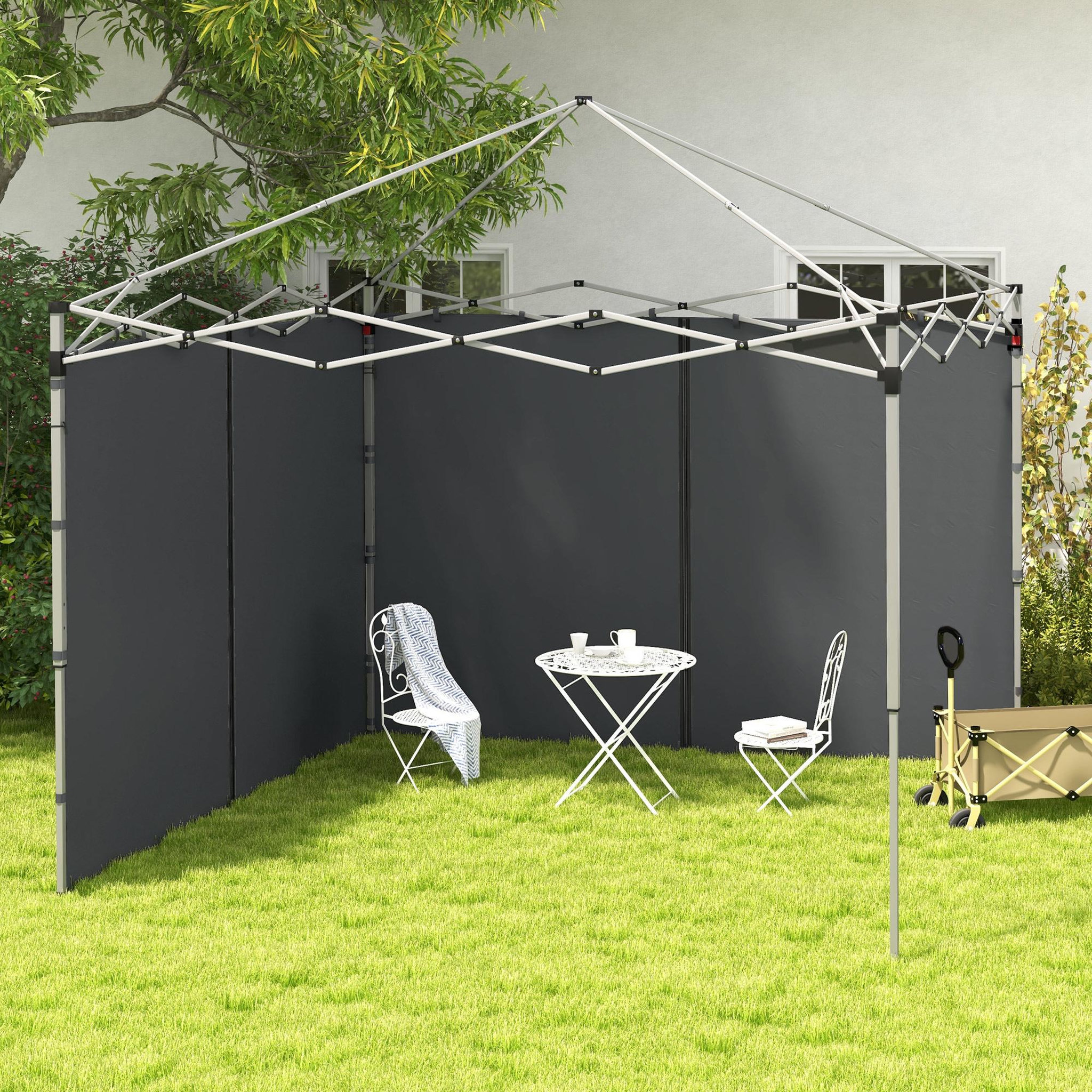 Voir la diapositive 2 : OUTSUNNY Parois latérales de rechange barnum panneaux latéraux pour tonnelle 3 x 3 ou 3 x 6 m - lot de 2 pièces - gris foncé
