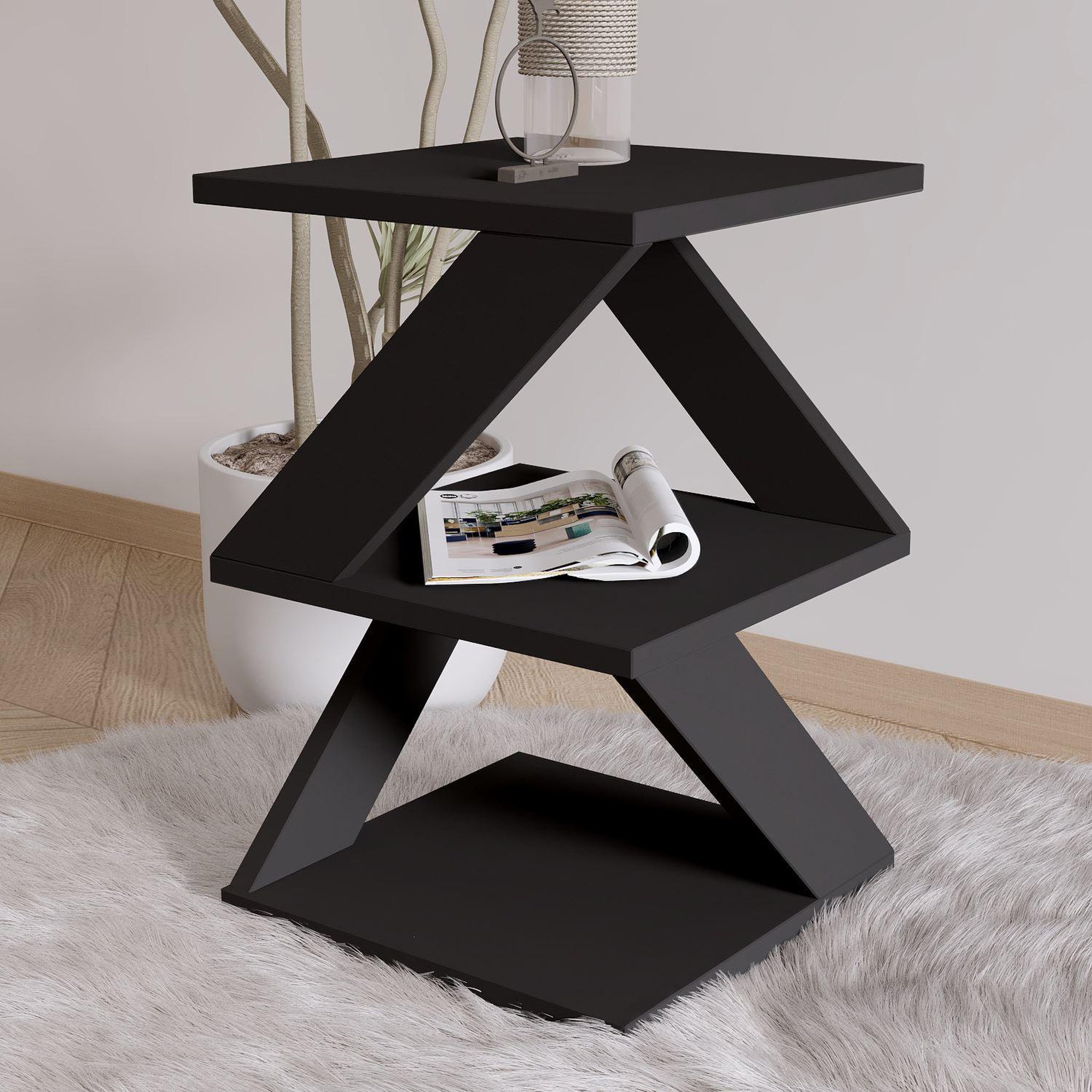 Voir la diapositive 2 : Habitat et Jardin Table d'appoint en bois  albeni  - 29 x 29 x 54 cm - noir