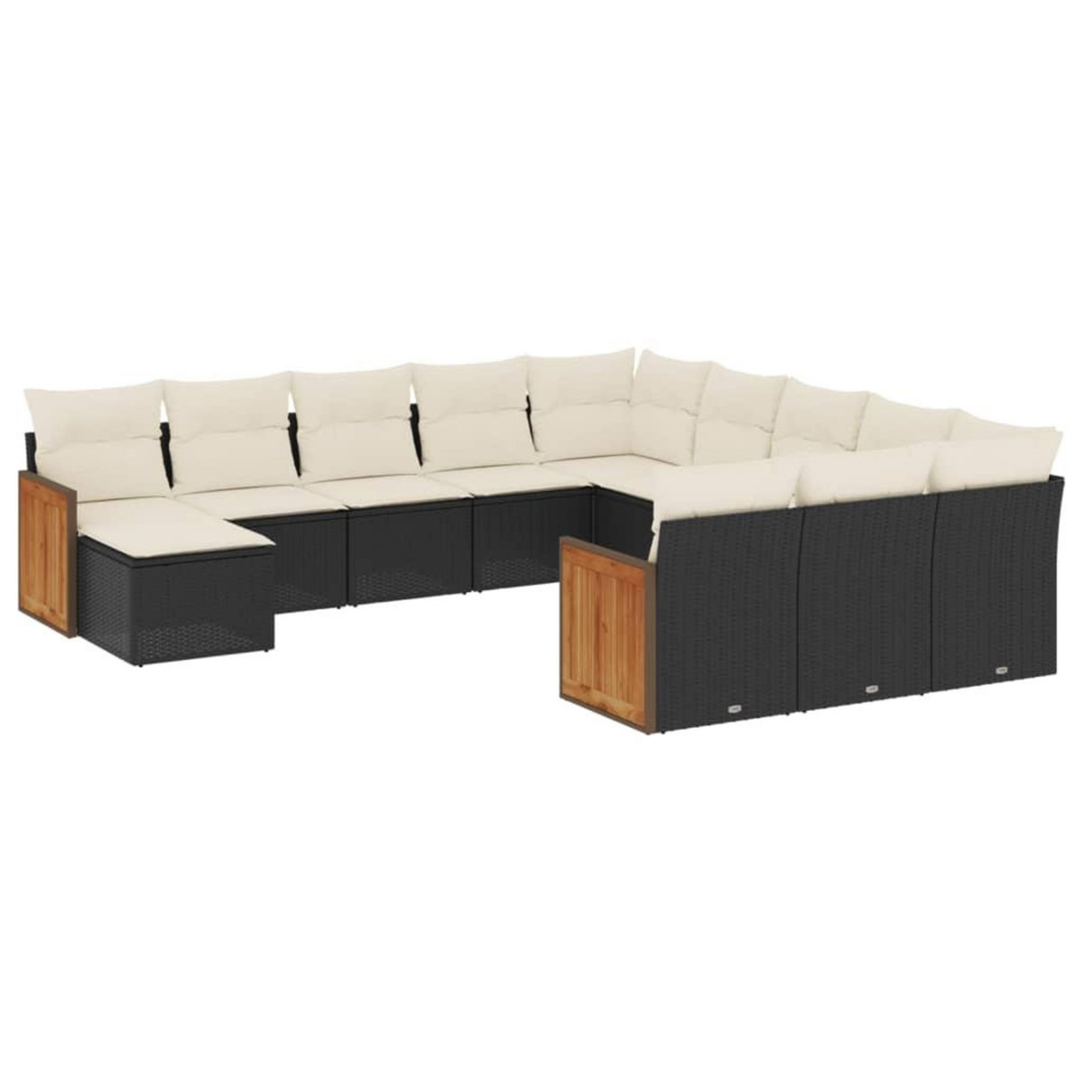 VIDAXL Salon de jardin 12 pcs avec coussins noir resine tressee