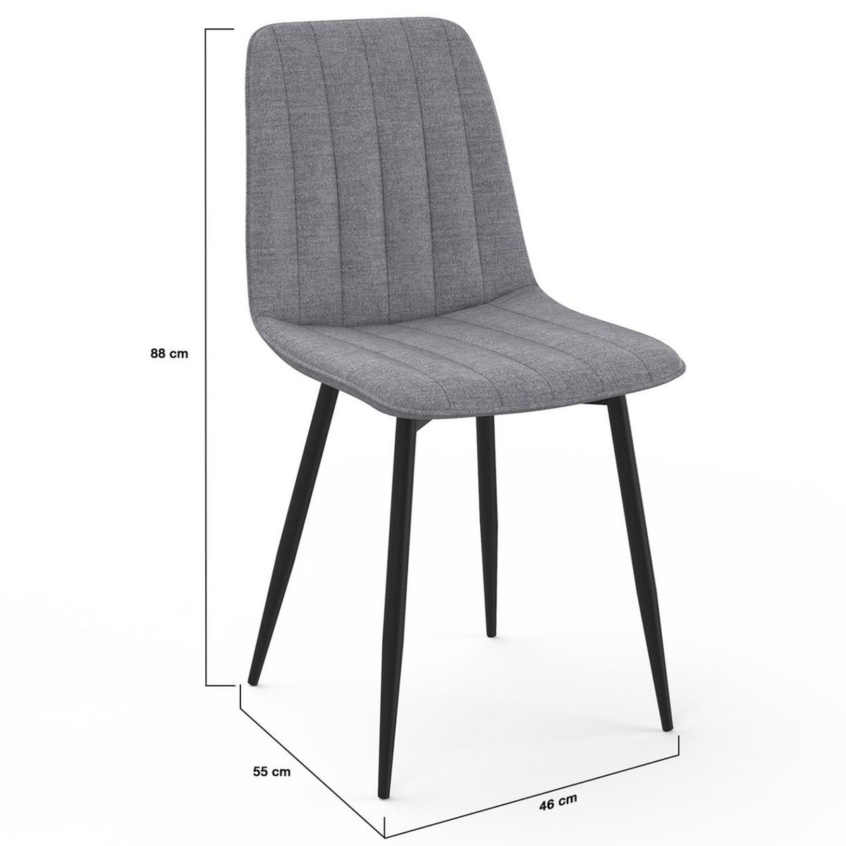 ID MARKET Lot de 6 chaises MIRA en tissu gris clair pour salle à manger