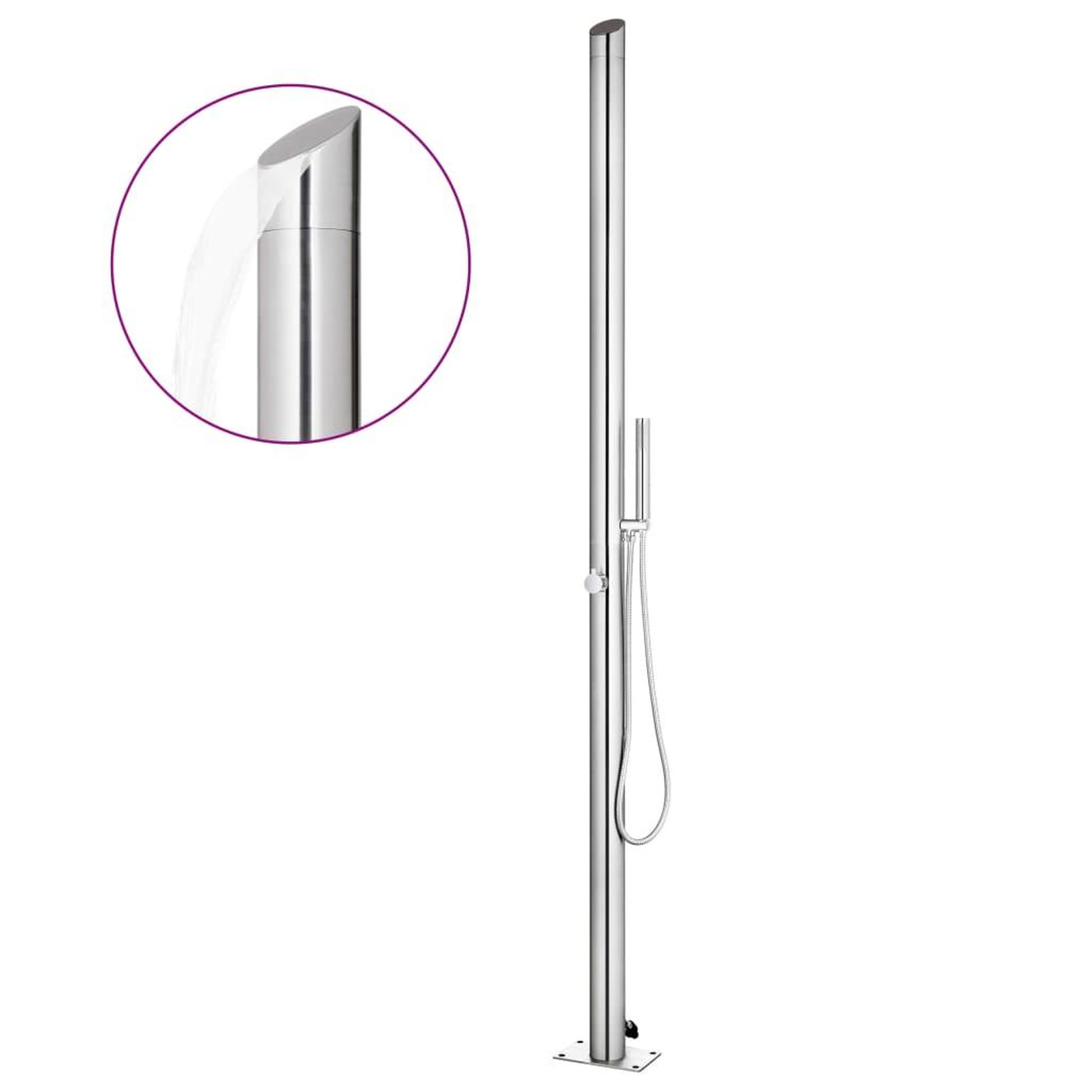Voir la diapositive 3 : VIDAXL Douche de jardin avec base gris 225 cm Acier inoxydable