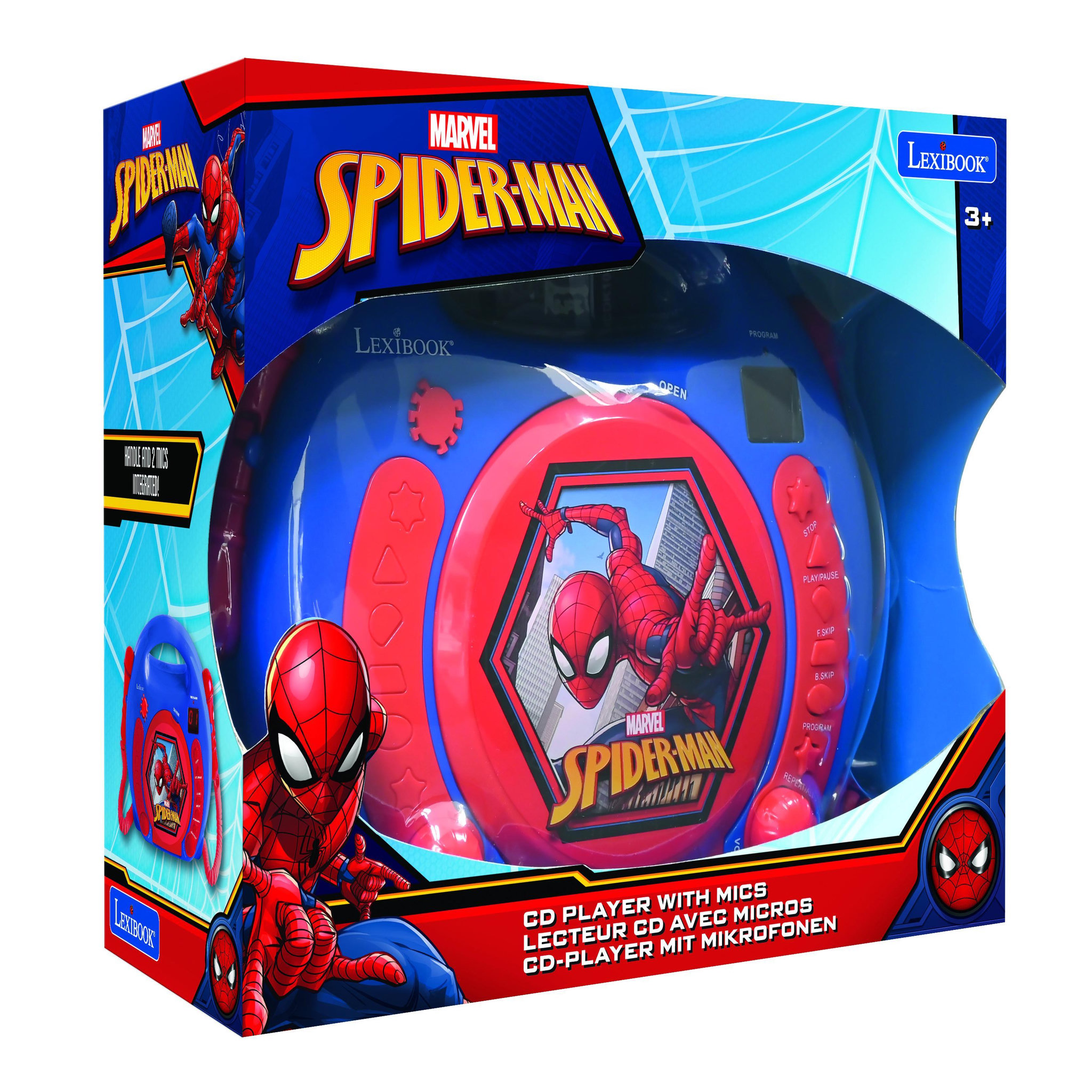 Voir la diapositive 3 : Lexibook Lecteur CD portable avec 2 microphones SpiderMan