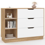 ID MARKET Commode 3 tiroirs et 3 niches OXANA hêtre et blanc