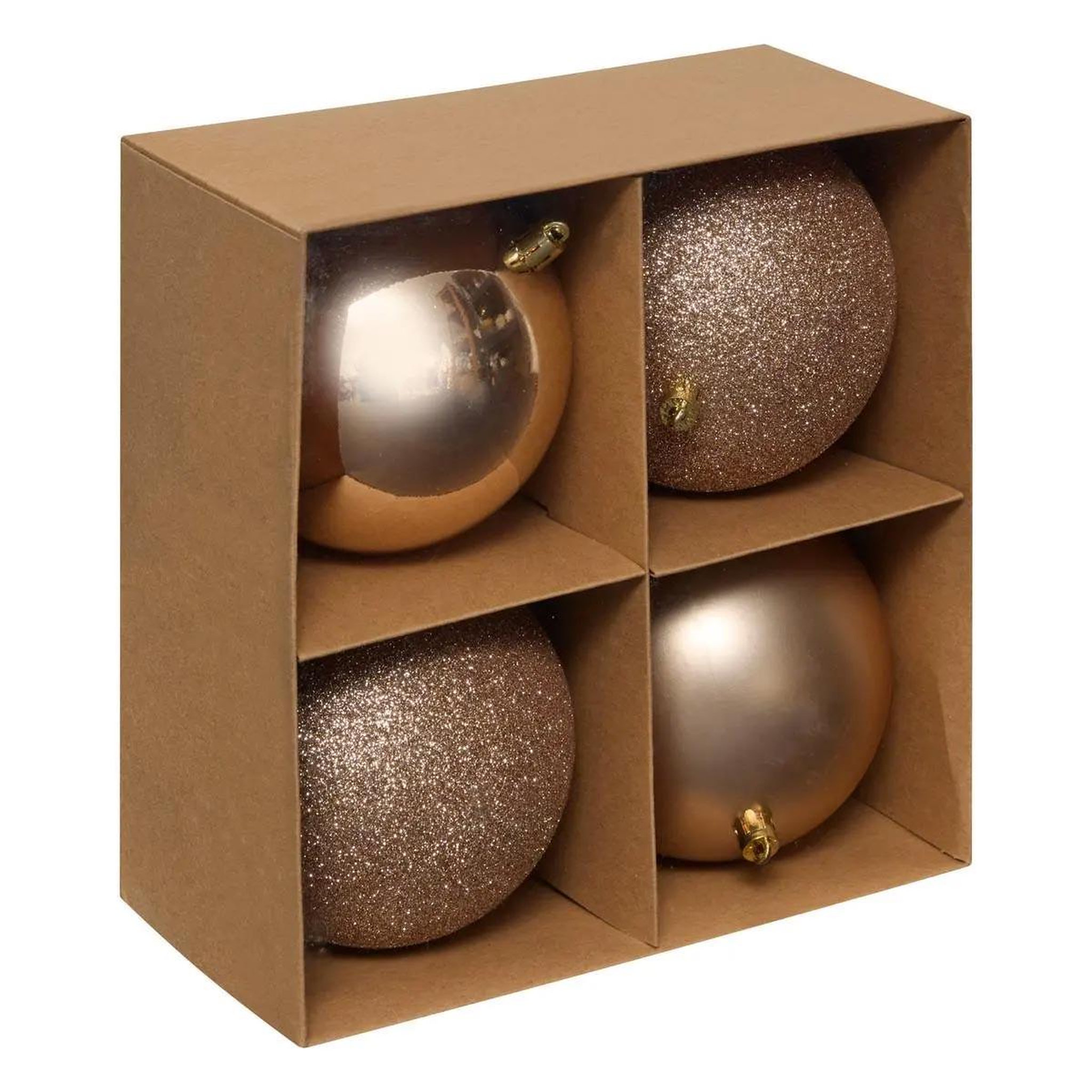 ATMOSPHERA Lot de 4 boules de noël  jokli  10cm nude