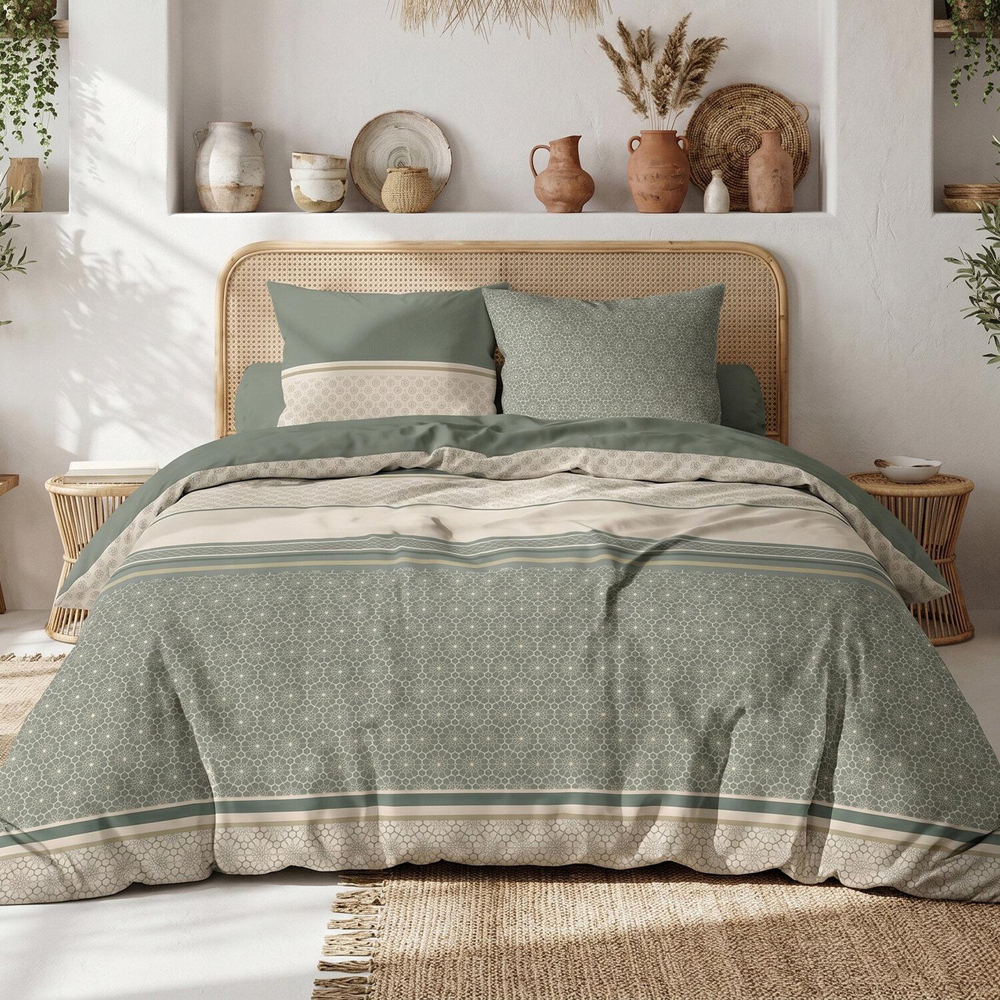 Voir la diapositive 3 : ATELIER DU COTON Parure housse de couette en coton 57 fils cylus