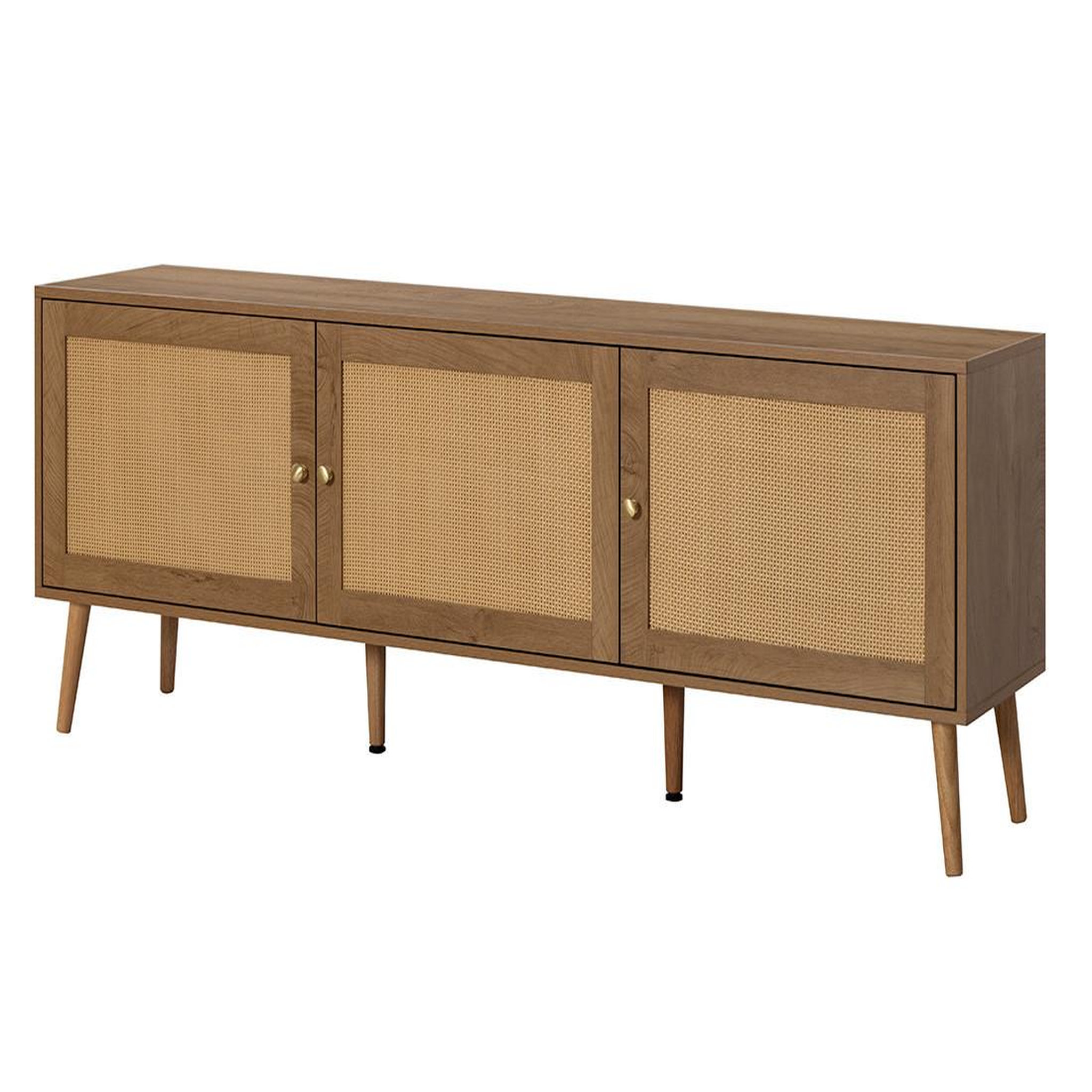 Voir la diapositive 3 : BEST MOBILIER Goto - meuble tv - effet bois et cannage - 3 portes - 167 cm