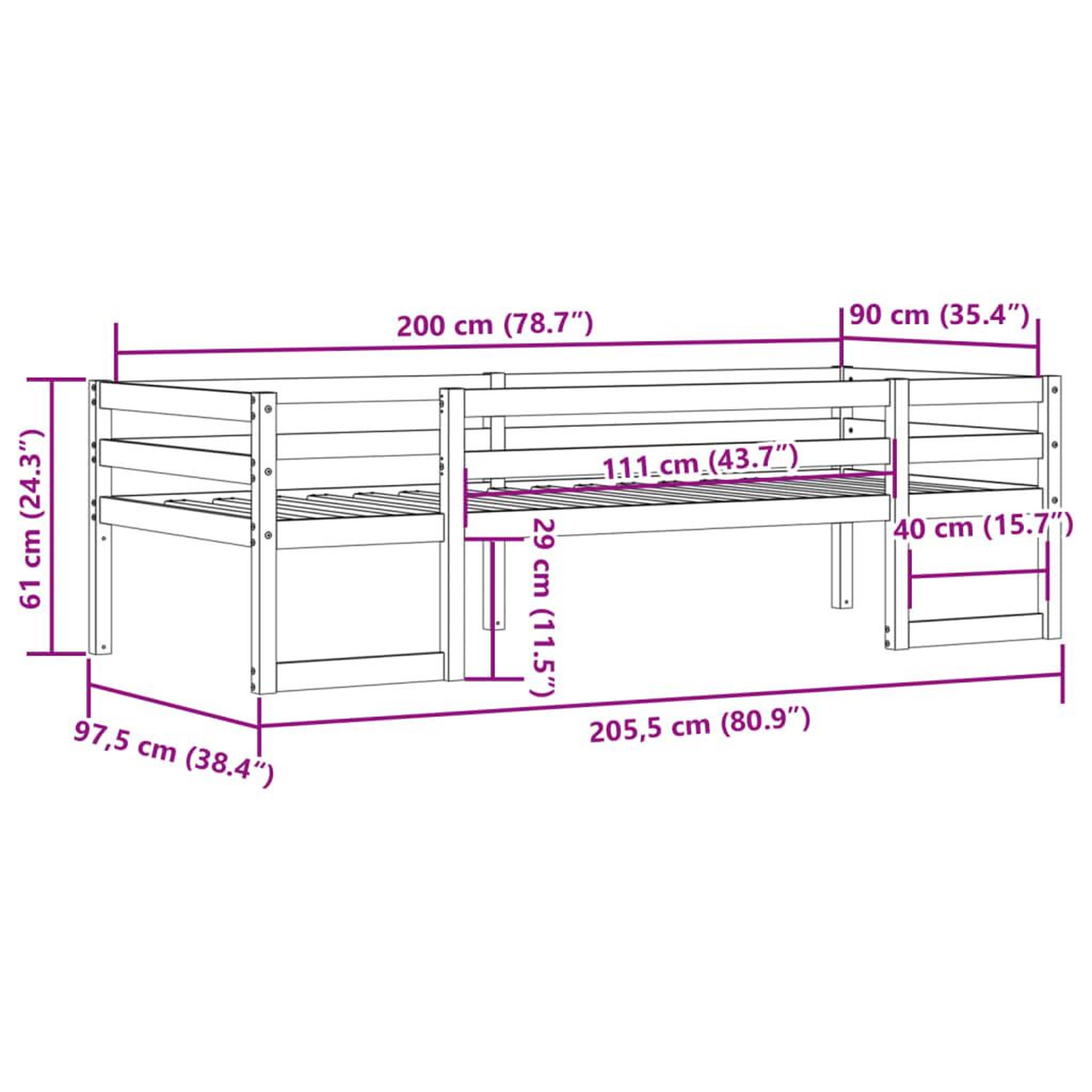 Voir la diapositive 6 : VIDAXL Cadre de lit pour enfants sans matelas 90x200 cm pin massif