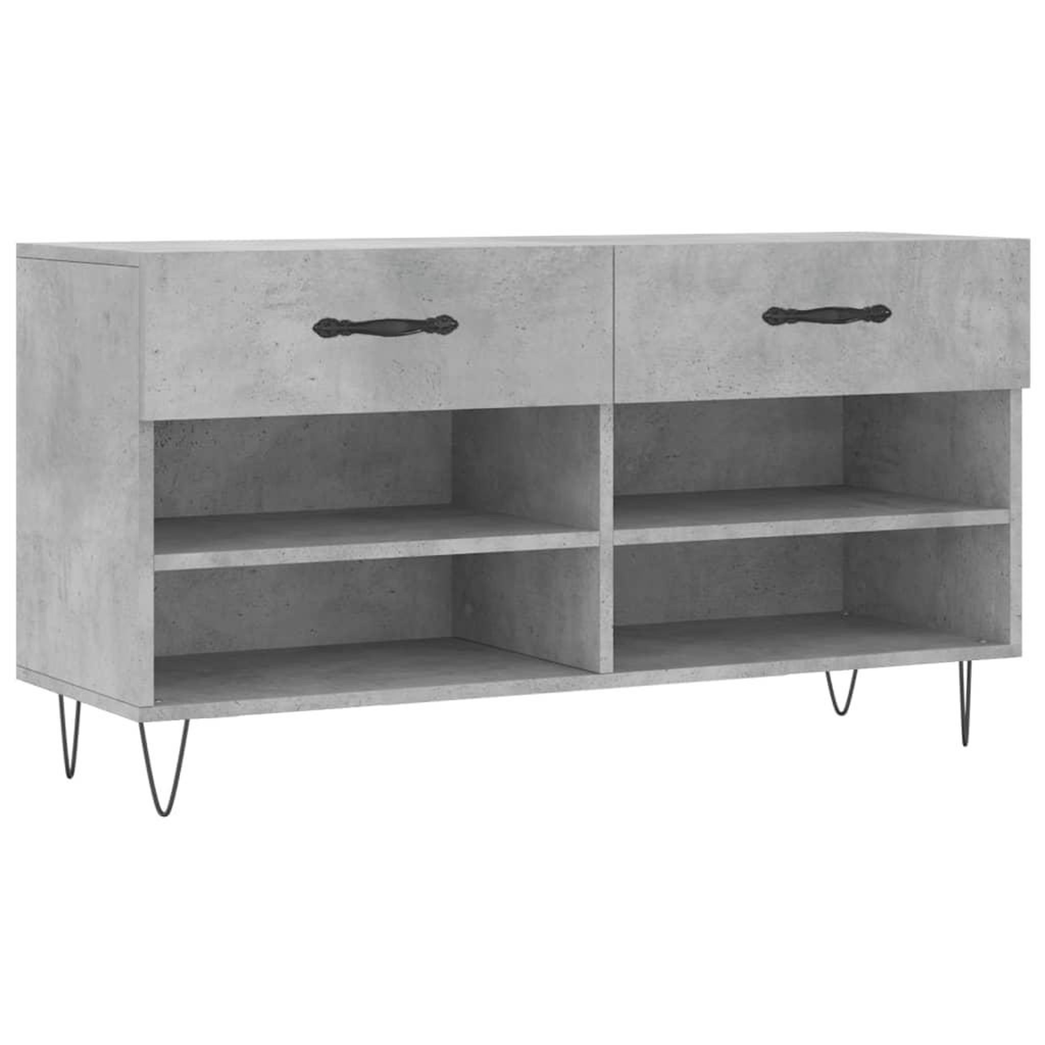 Voir la diapositive 2 : VIDAXL Banc a chaussures gris beton 102x35x55 cm bois d'ingenierie