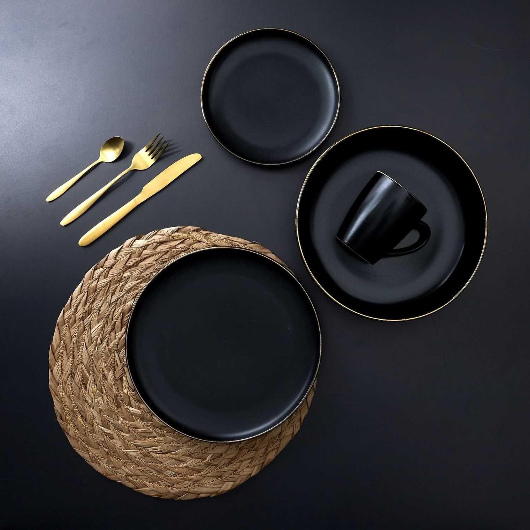 Voir la diapositive 2 : TOILINUX Lot 18 assiettes de service gamme Moscou - Noir