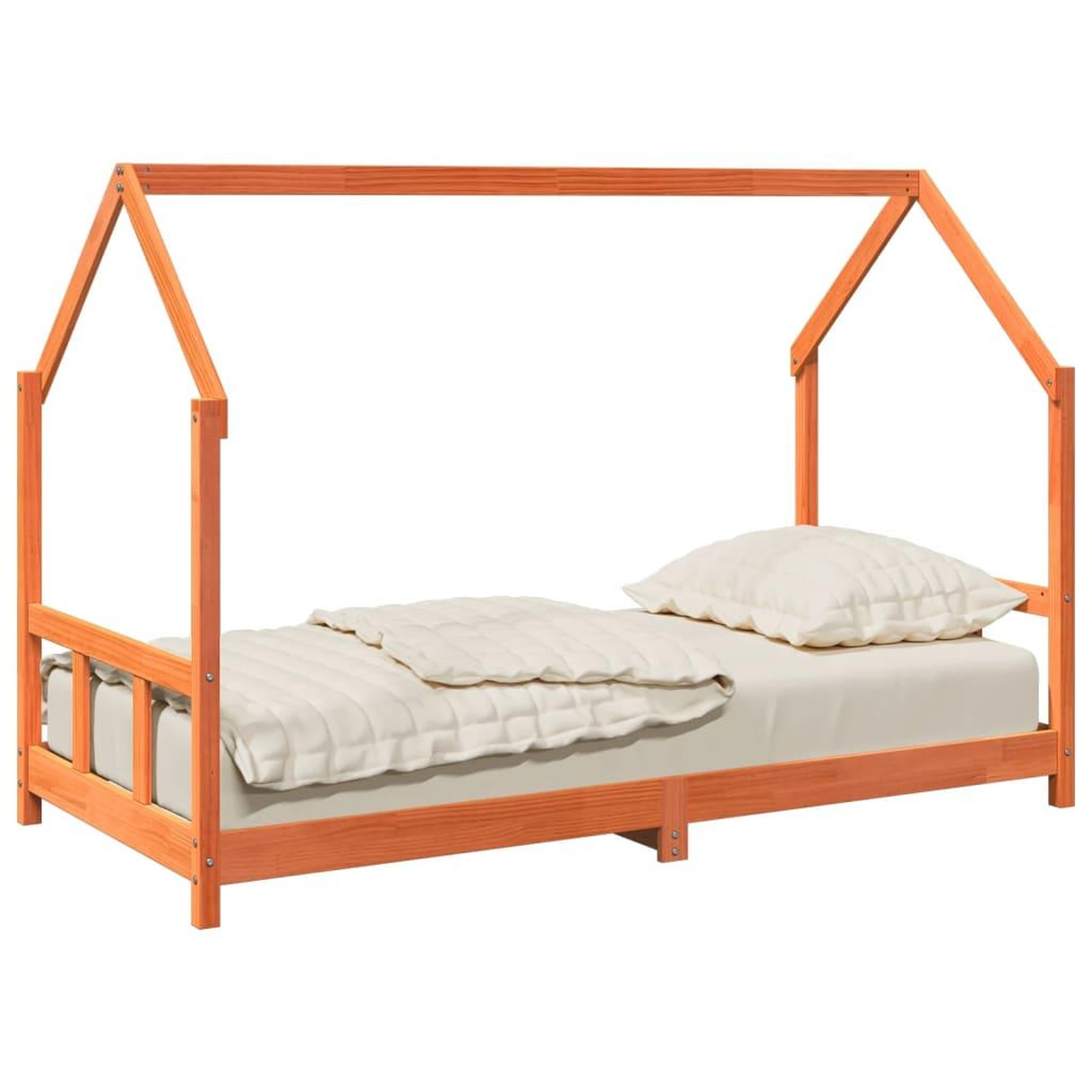 Voir la diapositive 4 : VIDAXL Cadre de lit d'enfants cire marron 90x190 cm bois de pin massif