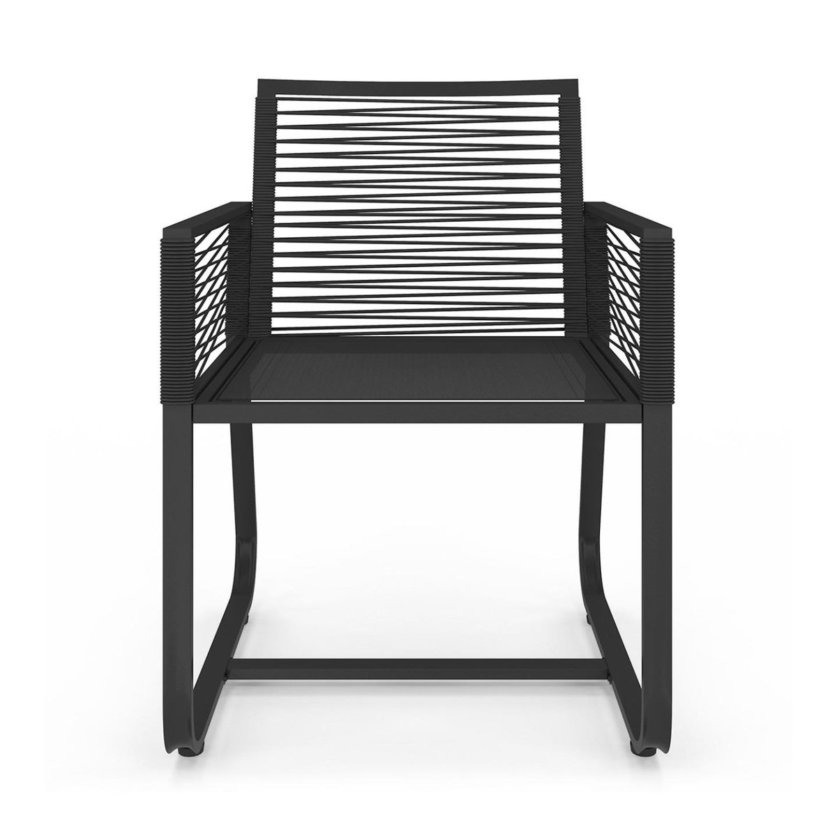 ID MARKET Lot de 2 fauteuils de jardin ODESSA métal et cordage noir