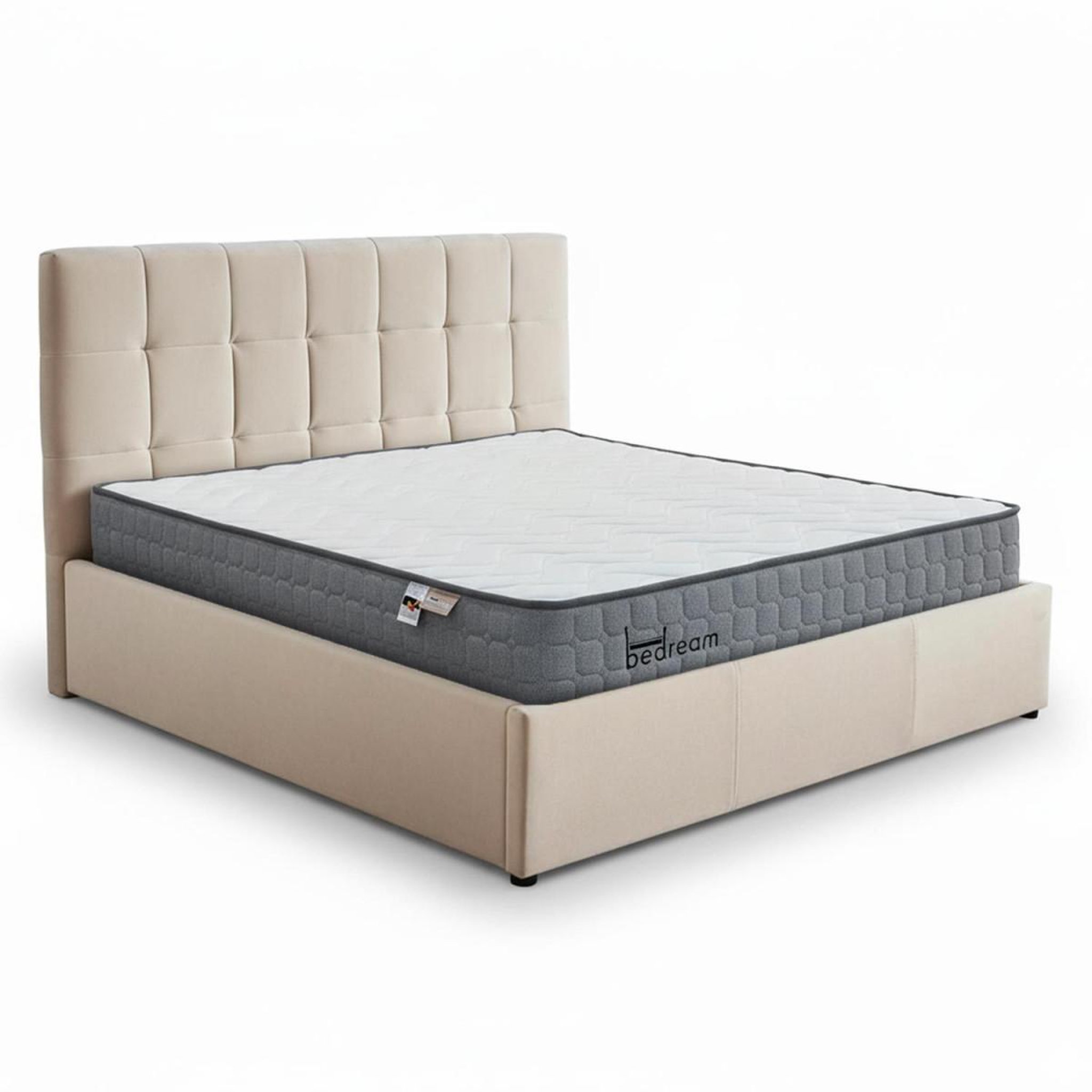 Paris Prix Pack lit coffre en velours & matelas  lucia & goodream  160x200cm beige