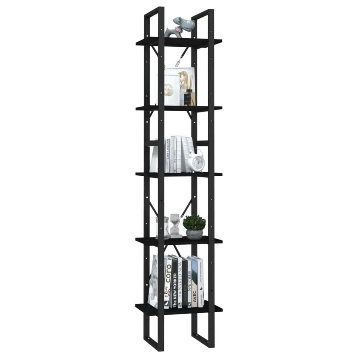 VIDAXL Bibliotheque a 5 niveaux Noir 40x30x175 cm Bois de pin