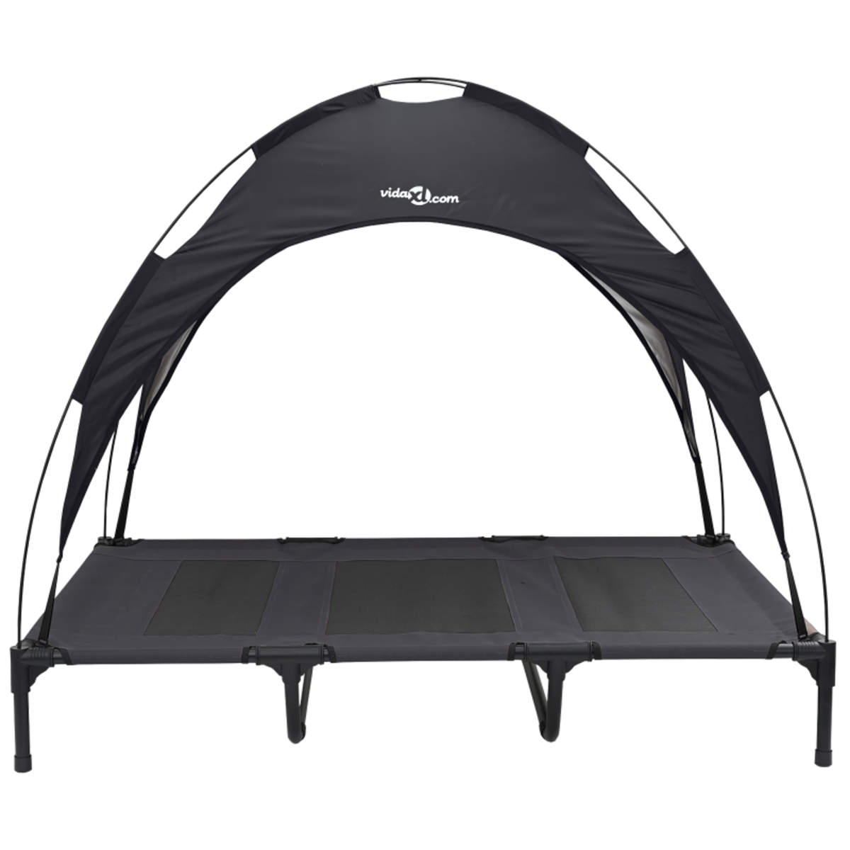 VIDAXL Lit pour Chien Surélevé avec Toit Amovible Noir XL Acier