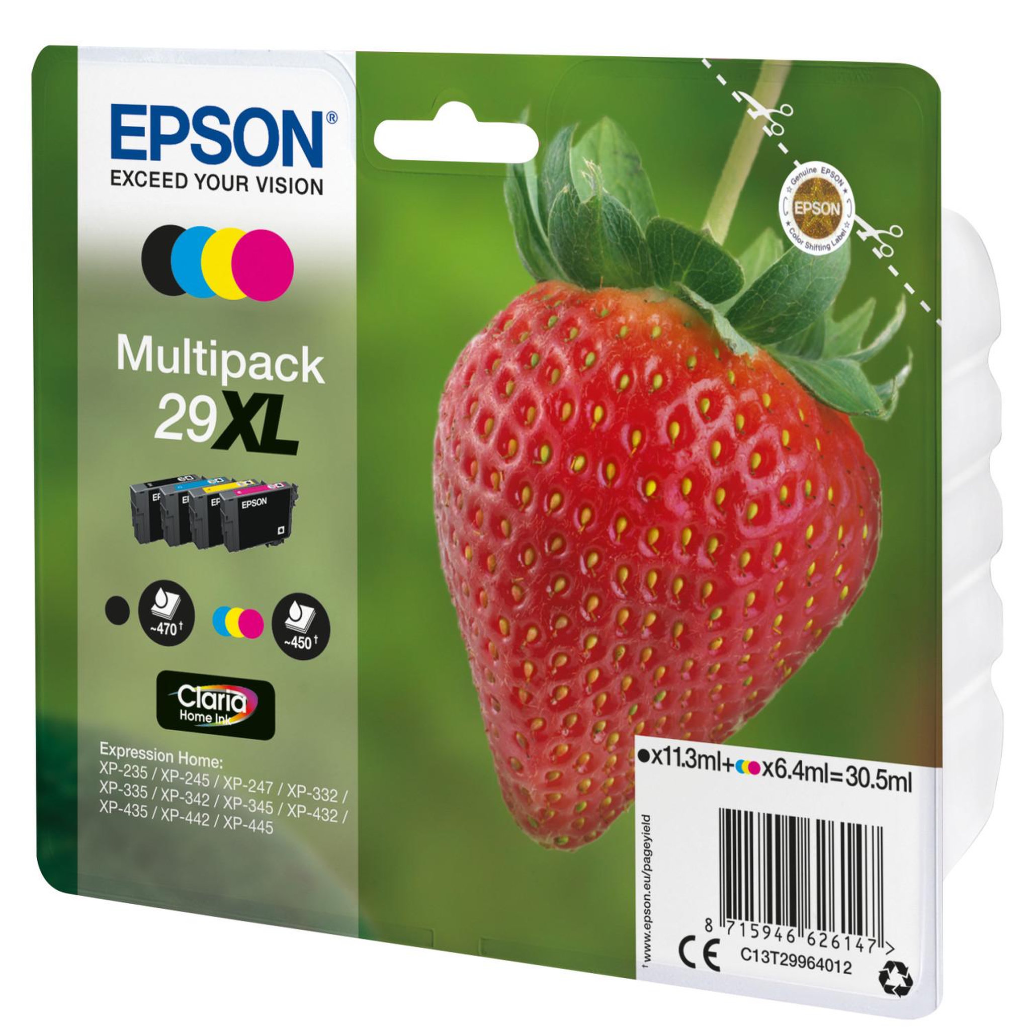 Voir la diapositive 3 : Epson EPSON Multipack T2996 - Fraise - Noir, Cyan, Magenta, Jaune XL