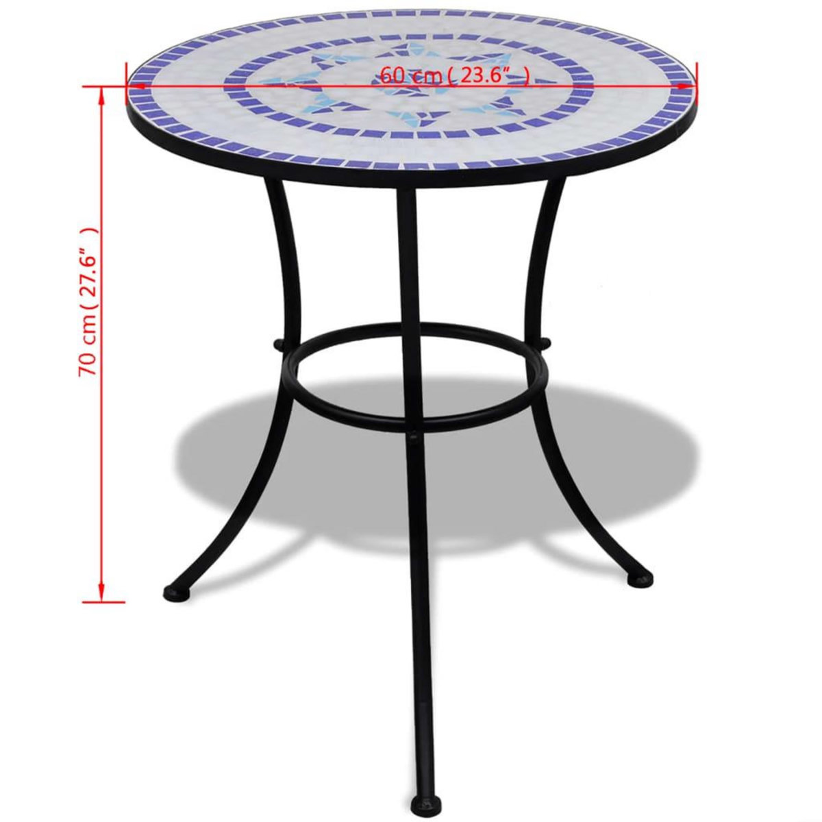 VIDAXL Table de bistro Bleu et blanc 60 cm Mosaïque