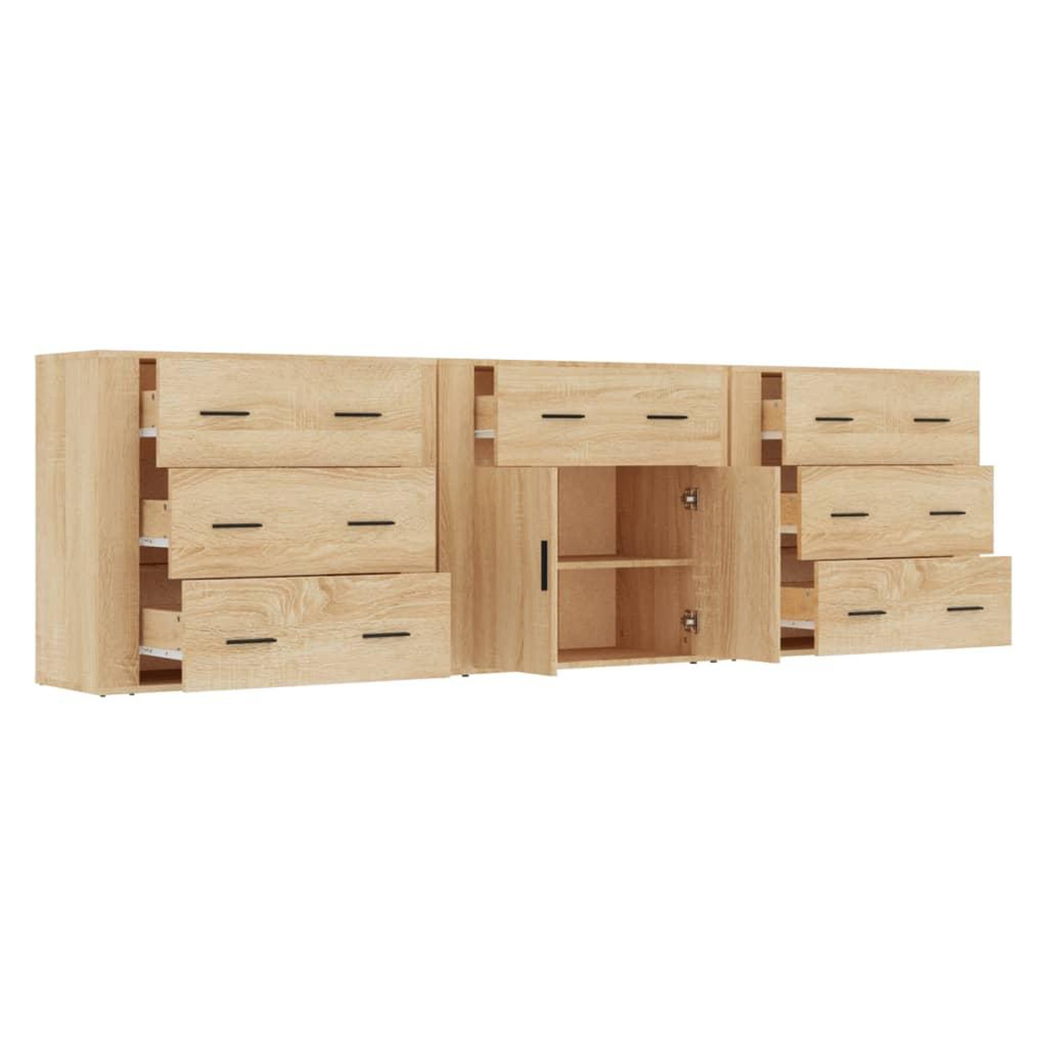 Voir la diapositive 5 : VIDAXL Buffets 3 pcs Chene sonoma Bois d'ingenierie