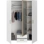 Voir la diapositive 4 : PARISOT Armoire DREAM 3 portes - Panneau de particules - Miroir - Décor blanc - L150 x H200 x P52 cm
