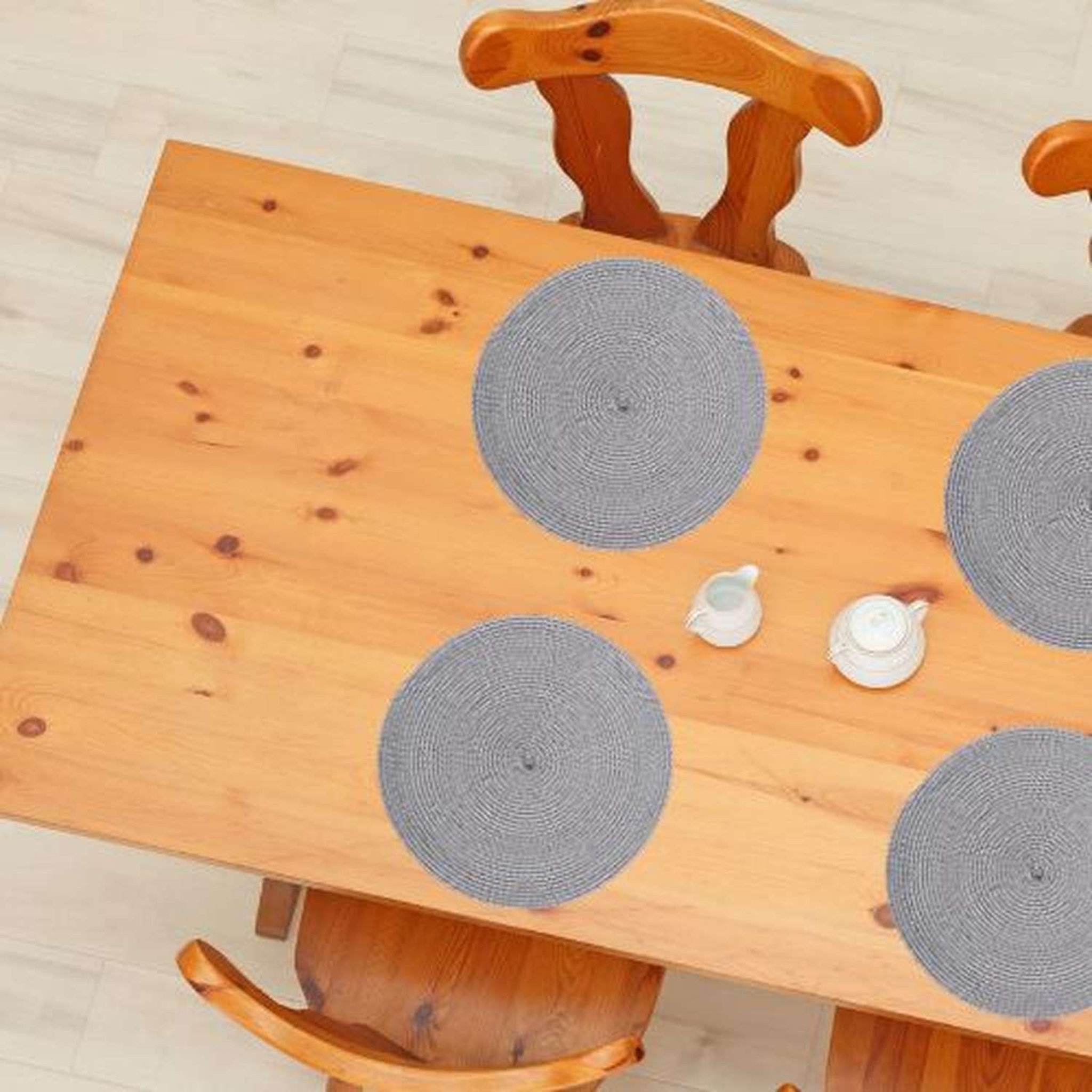 Voir la diapositive 2 : SECRET DE GOURMET Lot 6x Set de table Tressé Rond