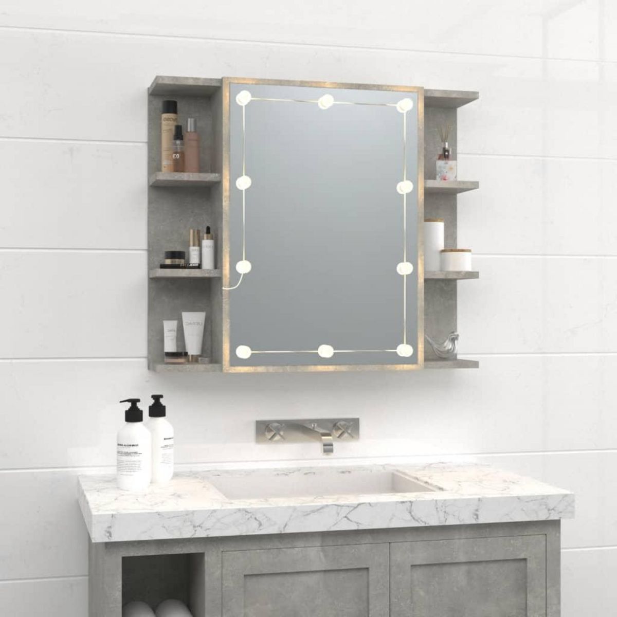 VIDAXL Armoire a miroir avec LED Gris beton 70x16,5x60 cm