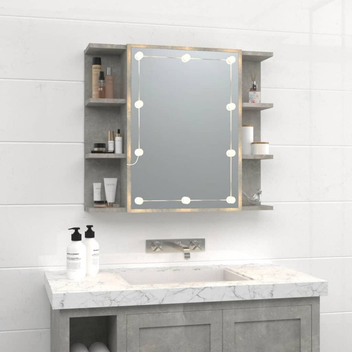 VIDAXL Armoire a miroir avec LED Gris beton 70x16,5x60 cm