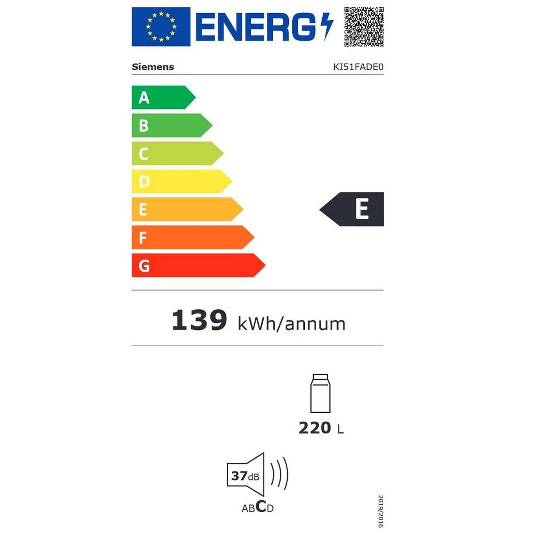 Voir la diapositive 2 : Siemens Réfrigérateur 1 porte intégrable à pantographe 220l - ki51fade0