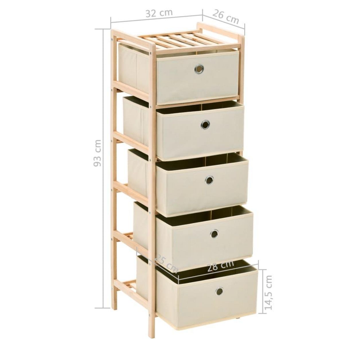 VIDAXL Etageres de rangement avec 5 paniers en tissu 2 pcs beige cedre