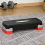 HOMCOM Stepper Fitness Aerobic hauteur reglable surface antiderapante dim. 68L x 29l x 10-15H cm plastique noir gris rouge