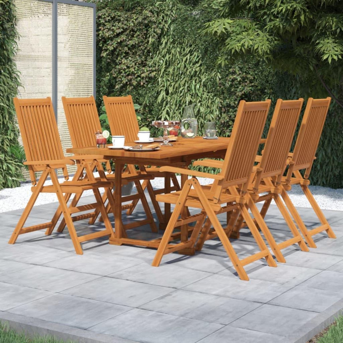 VIDAXL Ensemble a manger de jardin 7 pcs Bois d'acacia massif