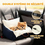 Voir la diapositive 6 : PAWHUT Siège auto sac de transport chien 2 en 1 - réglable - coussin déhoussable - coton bleu écru