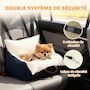 Voir la diapositive 6 : PAWHUT Siège auto sac de transport chien 2 en 1 - réglable - coussin déhoussable - coton bleu écru