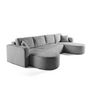 Voir la diapositive 2 : BEST MOBILIER Miro - canapé panoramique en u 7 places - convertible avec coffre - en velours texturé