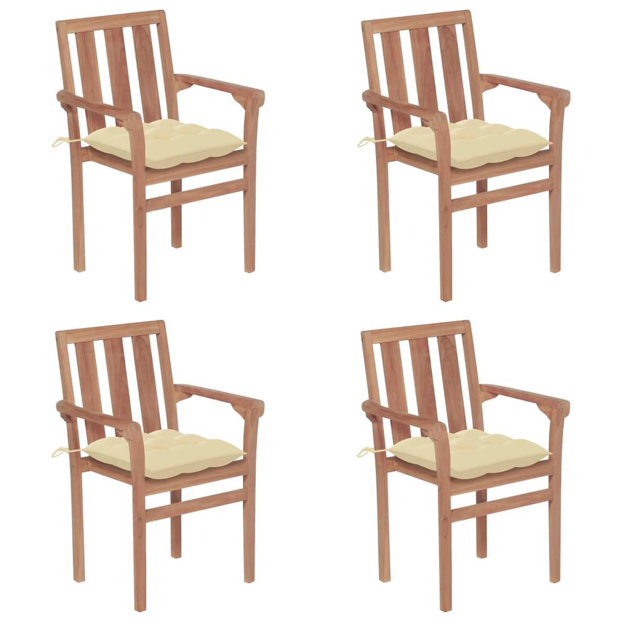 Voir la diapositive 1 : VIDAXL Chaises de jardin empilables avec coussins lot de 4 Teck solide