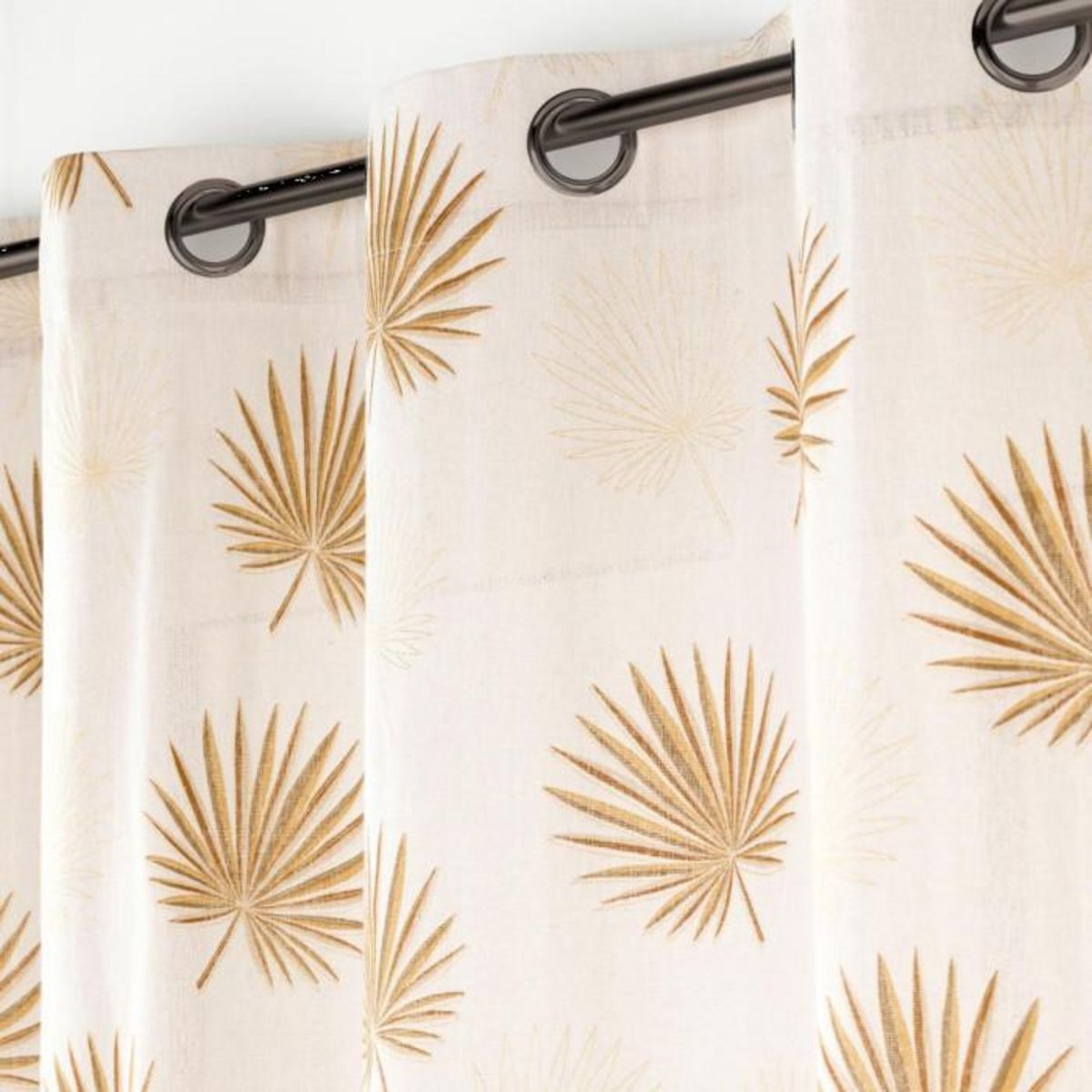 Paris Prix Rideau à Œillets Imprimé Métallisé  Lotus  140x240cm Ocre