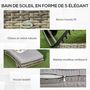 Voir la diapositive 5 : OUTSUNNY Bain de soleil transat grand confort - dossier inclinable 5 positions roulettes - matelas déhoussable inclus - résine tressée grise