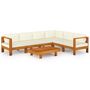 Voir la diapositive 2 : VIDAXL Salon de jardin 7 pcs avec coussins blanc creme Bois d'acacia
