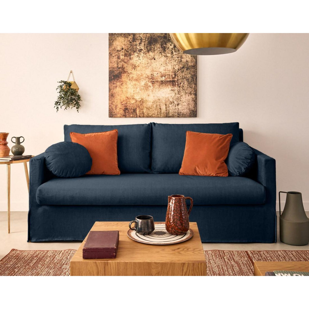 LISA DESIGN Serena - canapé droit déhoussable 3 places en velours