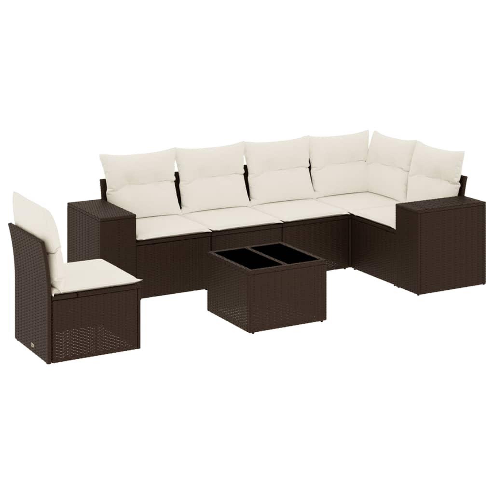 Voir la diapositive 2 : VIDAXL Salon de jardin avec coussins 7 pcs marron resine tressee