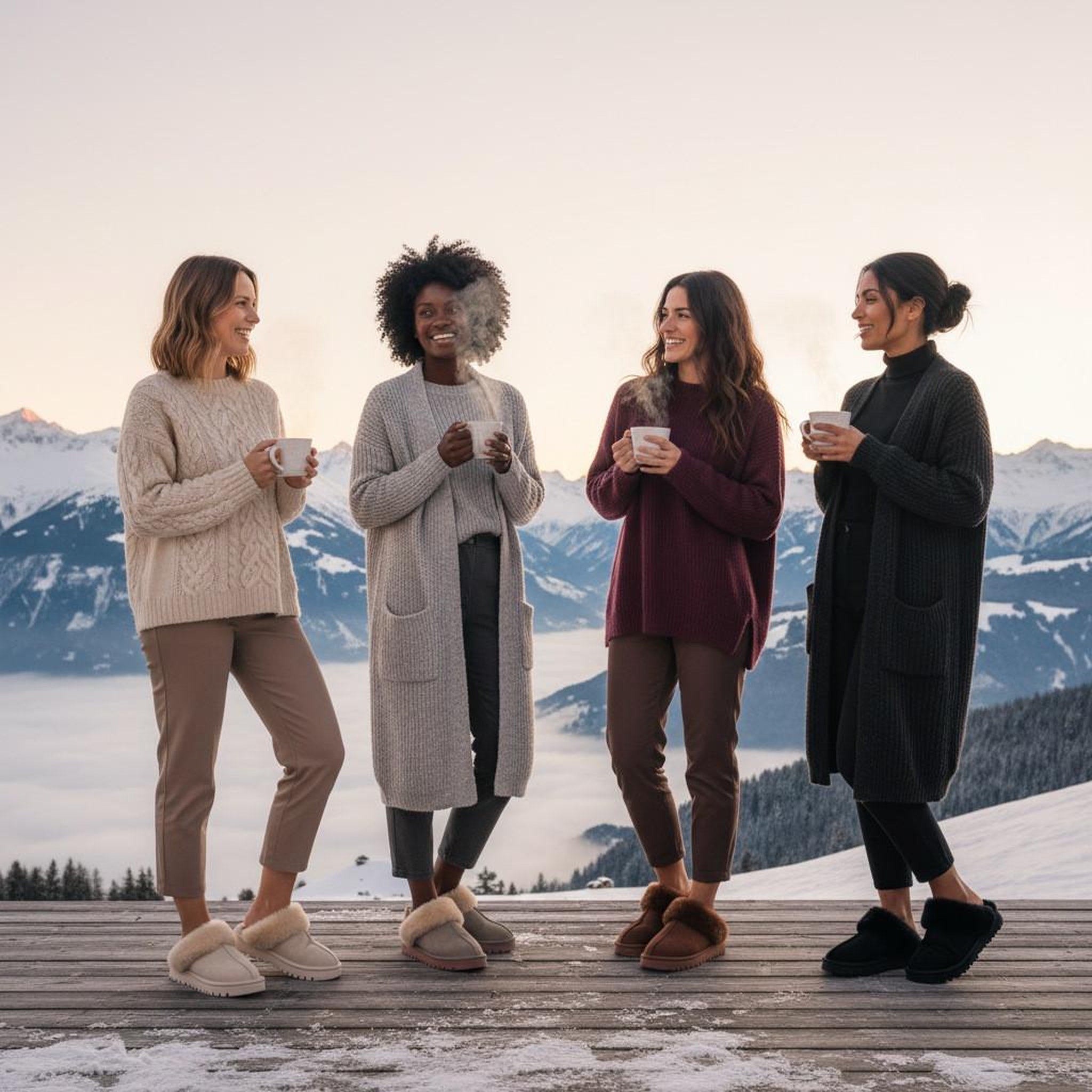 Voir la diapositive 6 : OZABI OZABI Pantoufles Femme Hiver Scandinave, Semelle Crantée Intérieur Extérieur
