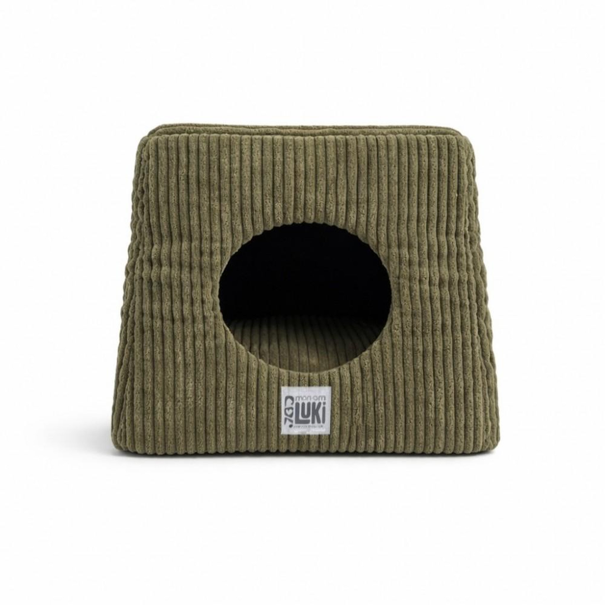 MON AMI LUKI Refuge forme cube antiderapant velours cotele pour chien et chat. Coloris disponibles : Vert