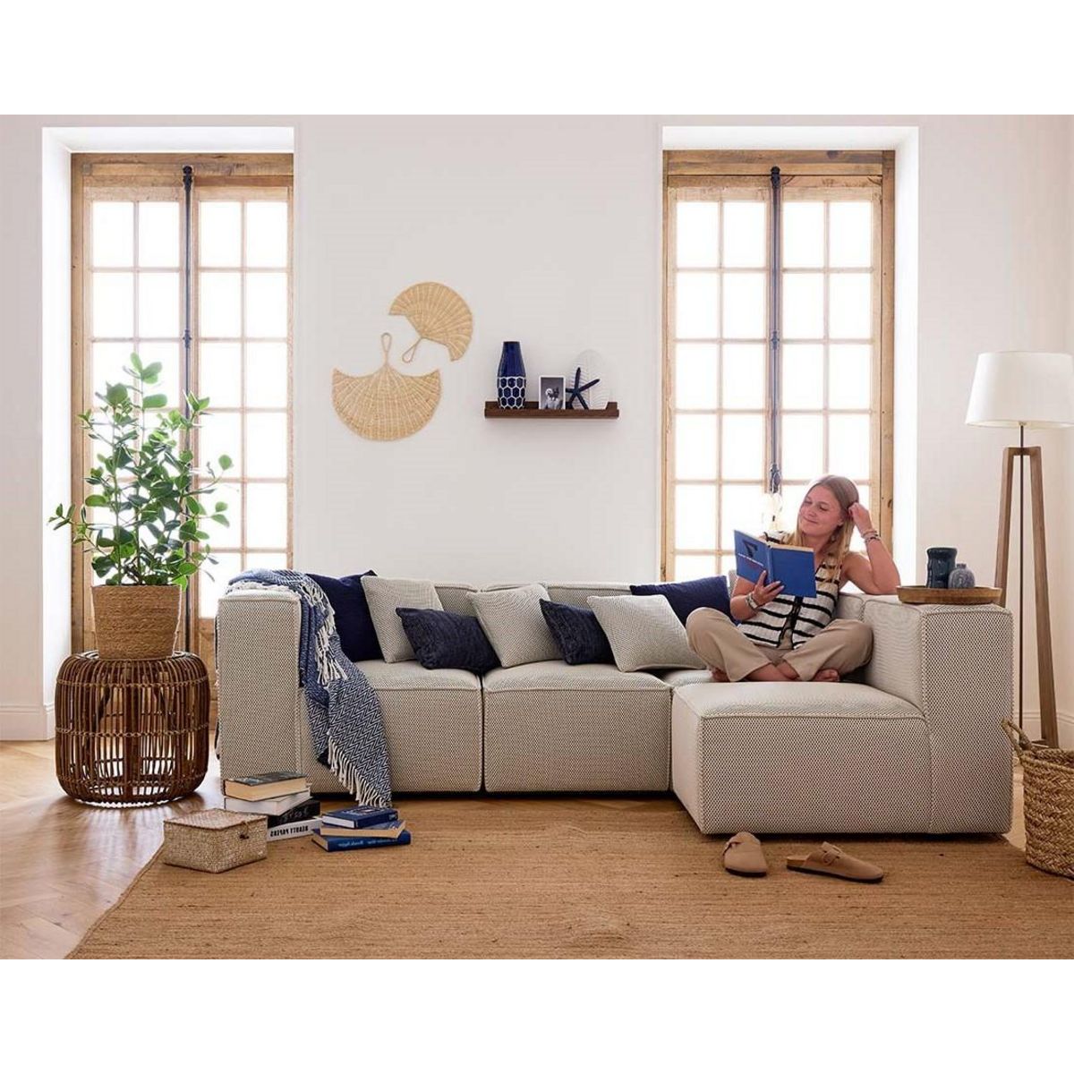 LISA DESIGN Arty - module d'assise gauche - en tissu mailles 3d